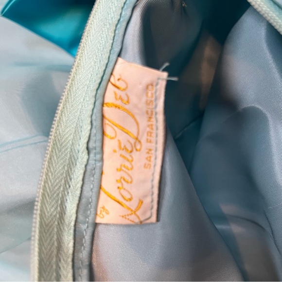 Vintage 1960s light blue & turquoise cocktail prom maxi dress w/ empire waist - Picture 7 of 8